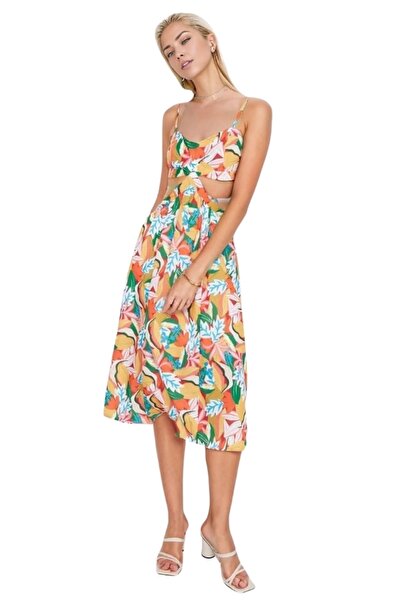 Cassime Πορτοκαλί λουράκι γυναικείο φόρεμα για πάρτι - Λεπτομερές σχέδιο