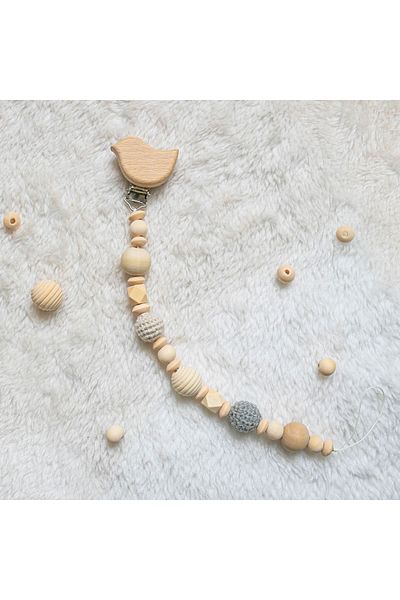 lismo kids Natural Wooden Pacifier Chain - Pacifier Strap Wooden Pacifier Chain Pacifier Holder