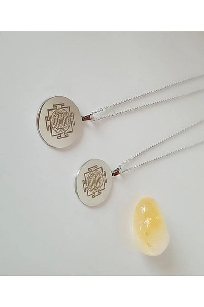 Anatolia Sri Yantra and Number Section Detailed Steel Necklace