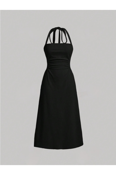 Dressco Meryem - Boyundan Bağlamalı Drapeli Midi Elbise