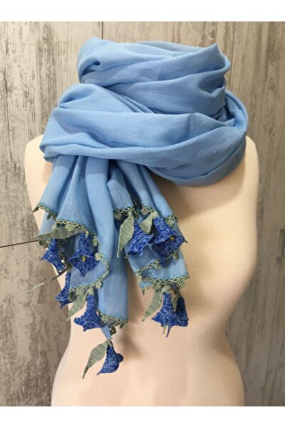 KAFTAN TAKI TASARIM Tığ Işi Pamuklu Fular Şal Başörtüsü Tahra 73x1.75cm