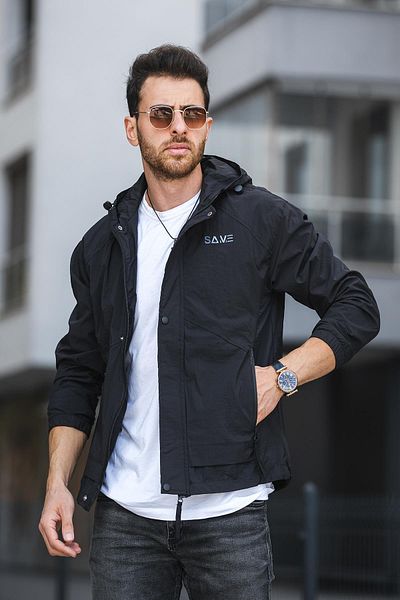 Oksit Ανδρικό εποχιακό παλτό Slim Fit - Save Printed, Αδιάβροχο, Αδιάβροχο