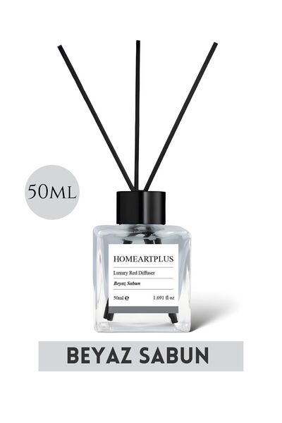 homeartplus beyaz sabun kokulu bambu çubuklu kare oda kokusu 50 ml