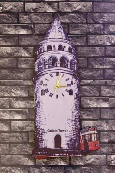 m melisa hediyelik Nostalji Sallanan Sarkaçlı Galata Kulesi Duvar Saati