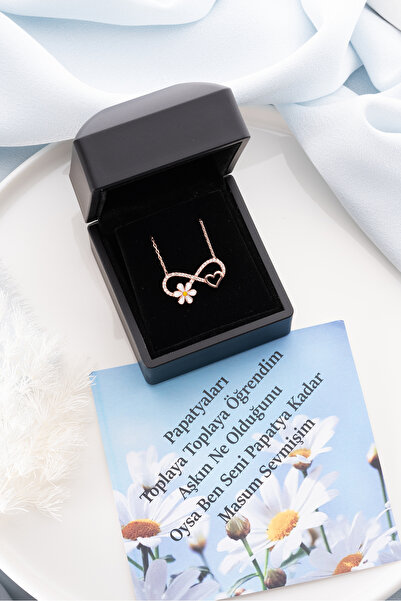 Silvano Jewelry 925 Ayar Gümüş Rose Sonsuzlu Papatya Kolye