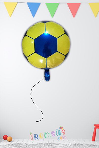 mypartyready Sarı Lacivert Futbol Topu Folyo Helyum Balon Parti Balonu 18'' F...