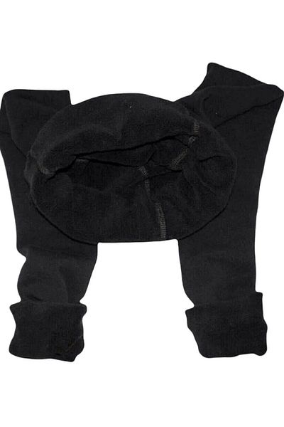 Meguca Socks Дамски черен зимен чорапогащник без крака с хавлиен чорапогащник с топлинен ефект и ликра