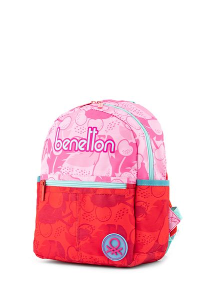 United Colors of Benetton Girl's Red Benetton Kindergarten Bag - Cherry Pattern and Text