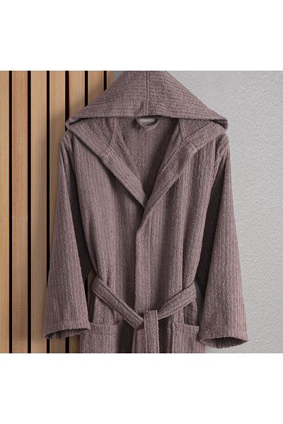 Lorateks Βαμβακερό ριγέ Unisex μπουρνούζι με κουκούλα - Σετ προίκας και ρόμπα