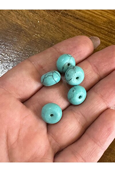 Gönülden Tasarım Σετ 5 Τυρκουάζ Τυρκουάζ Διάτρητες Χάντρες Γνήσιες Φυσικές Πέ...