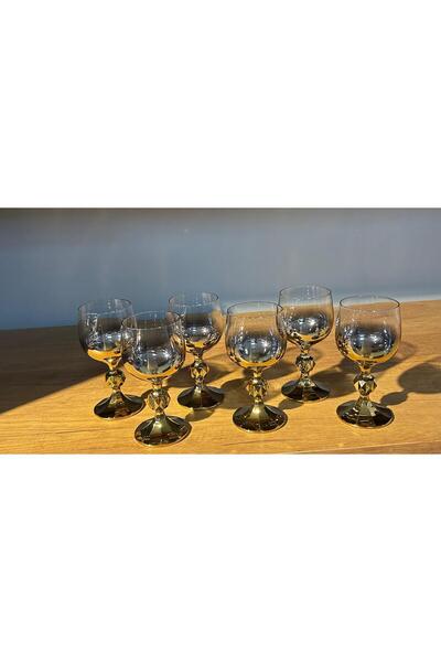 decovien BOHEMİA CRYSTAL 6 Lı TİTANYUM KAPLAMA KRİSTAL KAHVE YANI