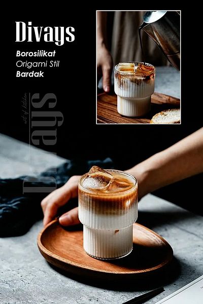 DİVAYS Heat Resistant Origami Style Borosilicate Cup - Coffee and Presentation Cup