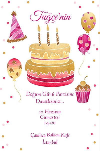 Belinay Bulutay Doğum Günü Davetiyesi 211 02 (50 Adet)