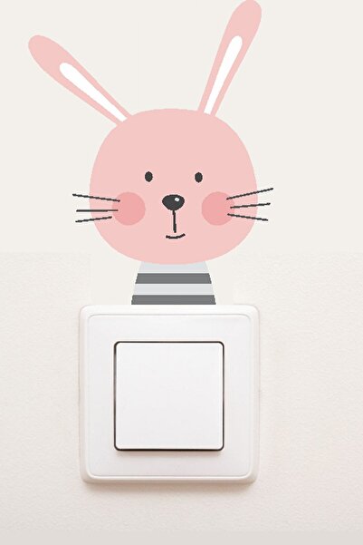 MSticker Sevimli Priz Sticker - Pembe Tavşan
