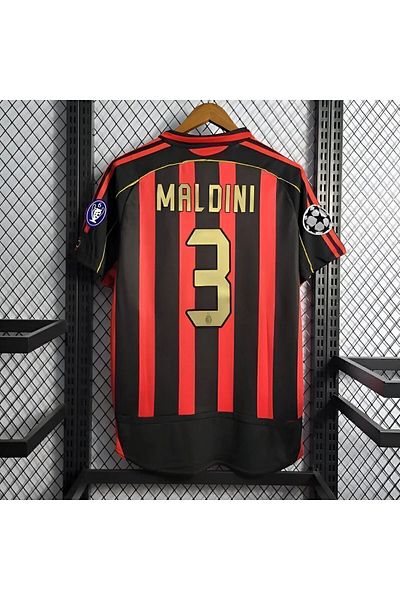 Bytrendyman Retro Maldini Champions League - Coat of Arms Football Jersey Milan