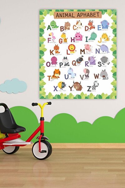 MSticker Unisex Çocuk Beyaz Hayvanlı İngilizce Duvar Stickerı 70-100 cm