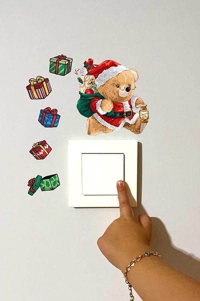 MSticker Anul Nou Ursuleț drăguț și pachete cadou Autocolant Concept de iarnă Ornament de Anul Nou Prize Concept de iarnă