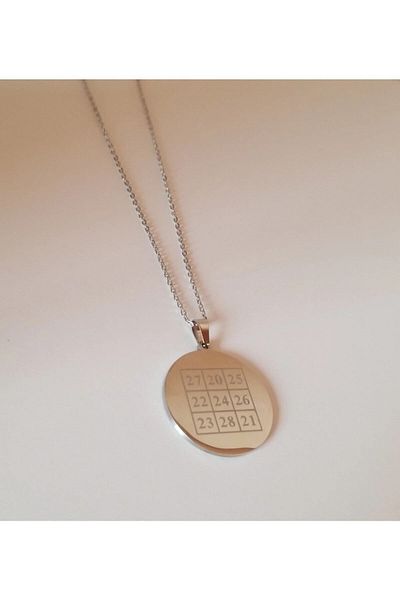 Anatolia Kubera Yantra (MONEY COIN) Number Section Steel Necklace