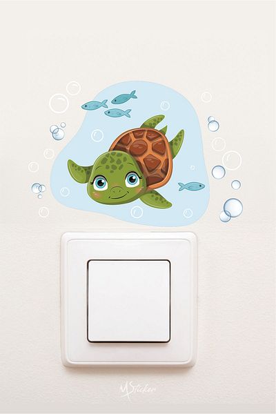 MSticker Cute Turtles and Sea Creatures 3-Piece Socket Sticker Set