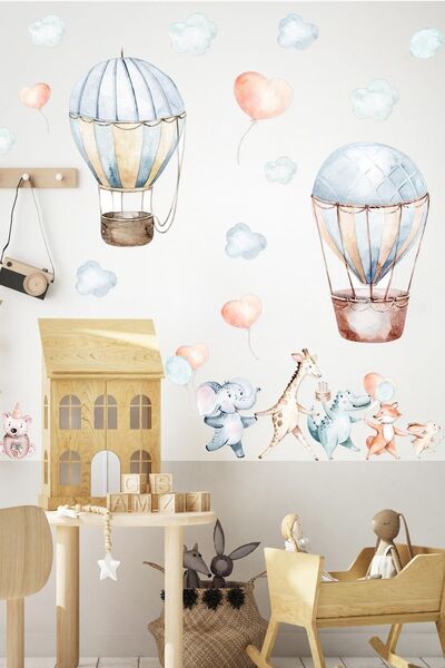 MSticker مجموعة ملصقات غائمة بالبالونات الطائرة والحيوانات اللطيفة