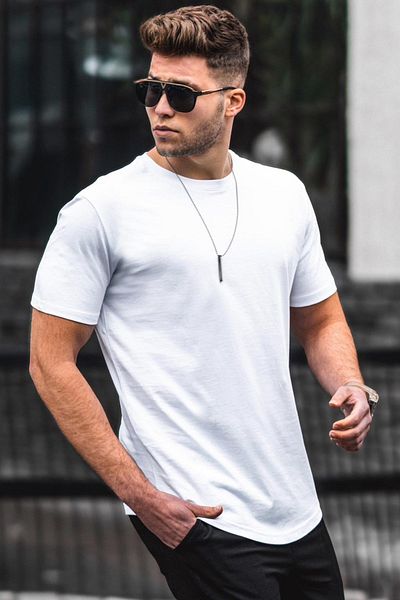 Madmext Tricou alb pentru bărbați 4951