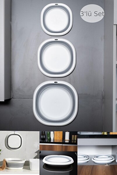 Genel Markalar 3'lü Katlanır Badya Leğen Akordiyon Katlanır Badya Set 2,7 - 5...