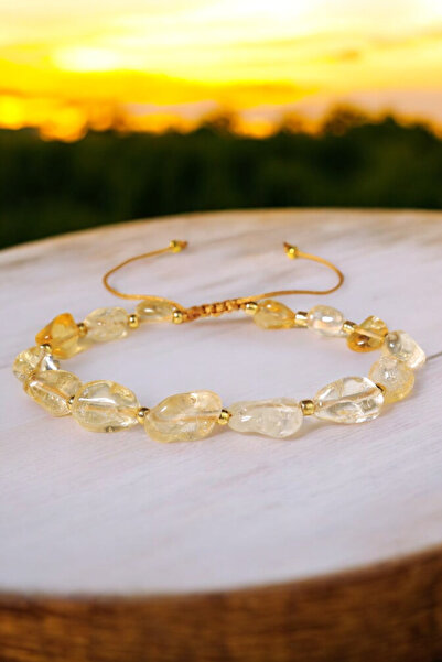 NBS Beautiful Naturel Stones عملة سيترين للجنسين - سوار من الأحجار الكريمة ال...