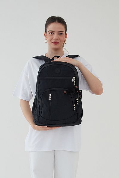 bakacstore Unisex Crinkle αδιάβροχο σακίδιο πλάτης - Μεγάλο μέγεθος, πολλαπλών διαμερισμάτων, μαύρο, τσάντα ταξιδιού και γυμνασίου