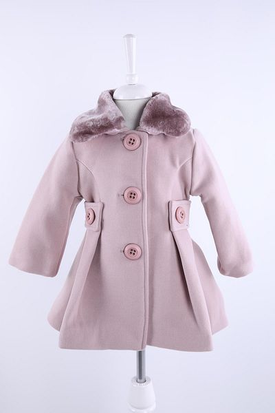 Babyhola Baby Girl Child Fur Collar Lined Stamp Coat Winter 13487