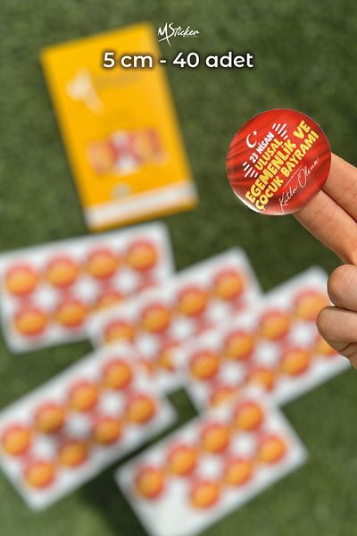 MSticker ملصق 23 أبريل ملصق "Happy April" مقاس 5 سم 40 قطعة لاصق مناسب لجميع الأسطح