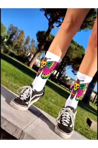 ZEYZEY MONKEY Set of 3 Butterfly Bird and Cat Pattern Mixed Socks