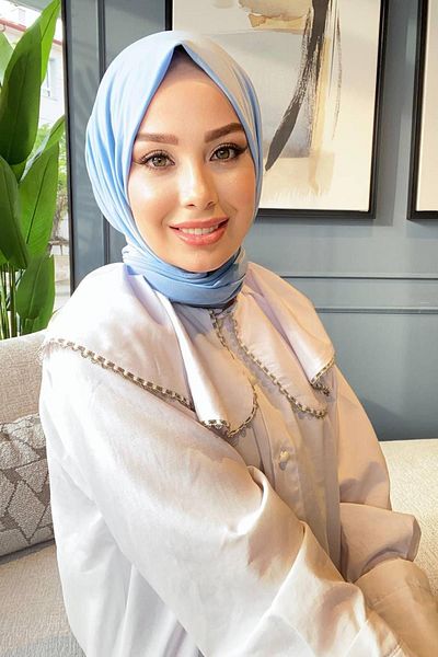 SAYRA Baby Blue Women's Shawl Ready Shawl with Snap Fasteners - Syr002