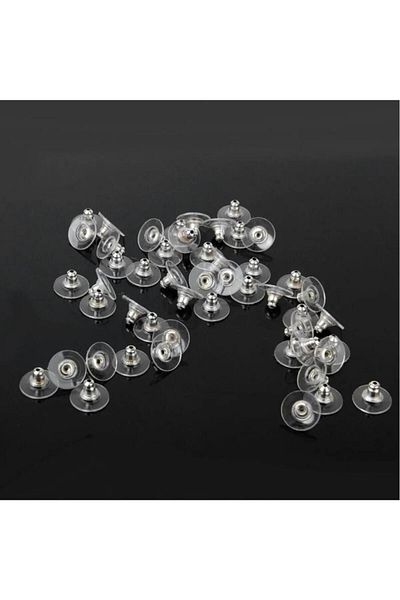 BEİLYS COSMETİCS & ACCESSORY 100 bucăți cercei din silicon transparent - dop și clemă