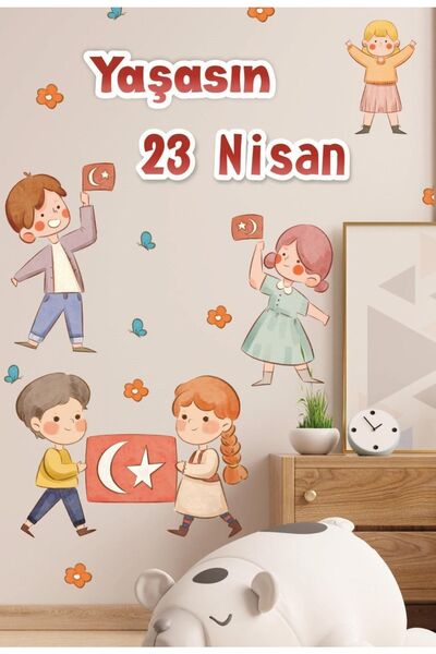 MSticker Set de autocolante pentru 23 aprilie, Trăiască Ziua Copilului de 23 aprilie Ornament pentru acasă pentru școală Ziua de 23 aprilie