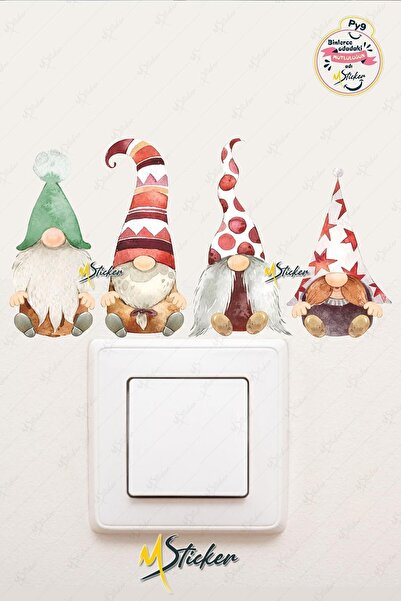 MSticker Yeni Yıl Sevimli Cüceler Sticker - Yılbaşı Stickerı Cüceler