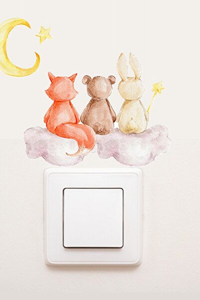 MSticker ملصق مقبس لطيف - أصدقاء محبوكين يجلسون في السحابة