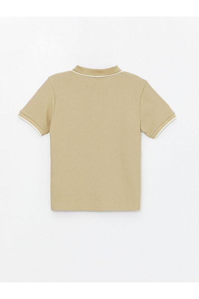 LC Waikiki Lcw Kids Boy - Light Khaki Polo Collar Embroidered Short Sleeve T-Shirt