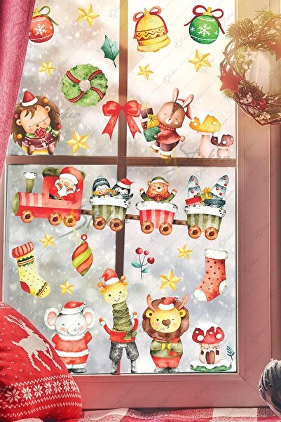 MSticker Karlı Yolculuk Yılbaşı Sticker Seti, Yeni Yıl Yılbaşı Sticker Yılbaş...