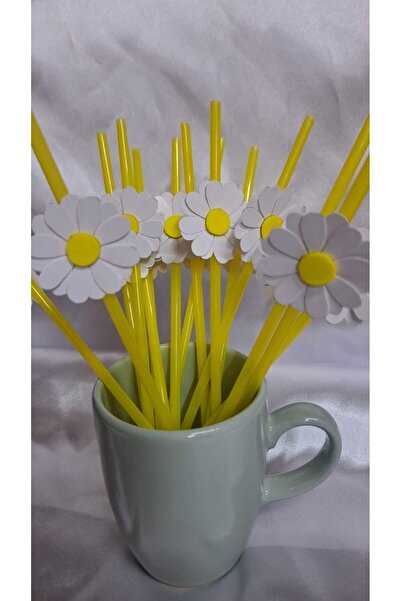 Büşra Süsleme PAPATYA TEMALI DOĞUM GÜNÜ PİPETİ 10 ADET