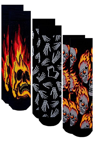 ZEYZEY MONKEY Set of 3 Skeleton Skull Pattern Socks