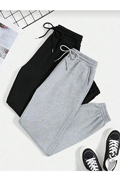 TREND ALİSSE Black-Grey Men's Jogger Sweatpants - Elastic Legs