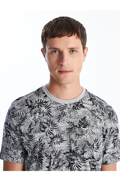 LC Waikiki Ανδρικό μπλουζάκι SOUTHBLUE - Μαύρο εμπριμέ, λαιμόκοψη, κοντό μανίκι