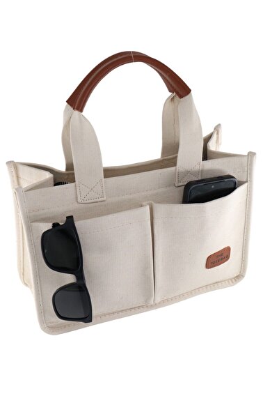KEEBA Cream Colored Canvas Strap Bag - Hand and Shoulder Bag