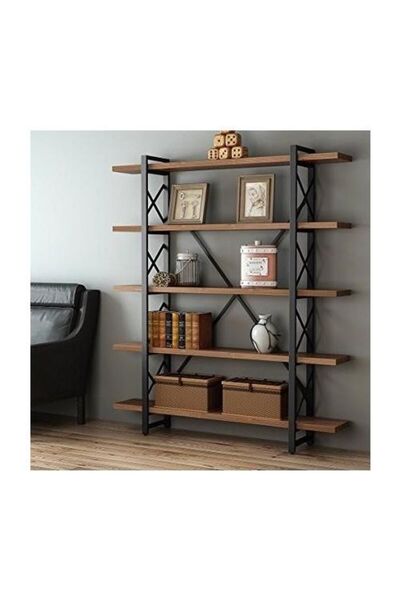 Mavienerji Dekoratif Ahşap Metal Kitaplık Raf  Kitaplık Rafı
