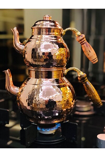 ELİT DÜNYAM إبريق شاي معدني كبير الحجم مطرز يدويًا بتصميم مزورة