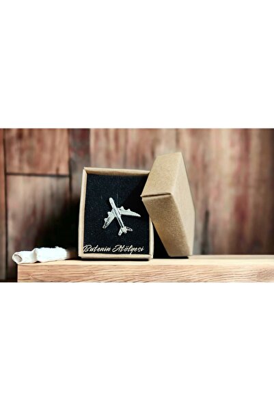 Butenin Atölyesi Çift Motorlu Uçak, Yaka Rozeti, (PİLOT HOSTES ROZETİ) Gümüş ...