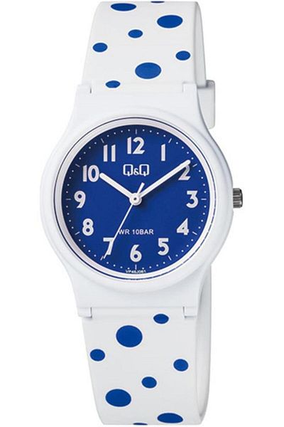 Q&Q Vp46 Polka Dot Women's Wristwatch+100 Meters Waterproof 9 Colors Blue