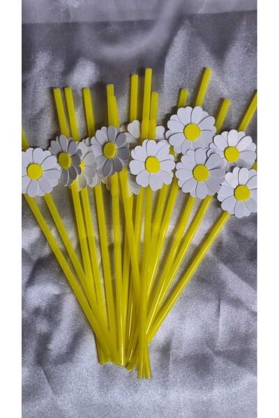 Büşra Süsleme PAPATYA TEMALI DOĞUM GÜNÜ PİPETİ 10 ADET