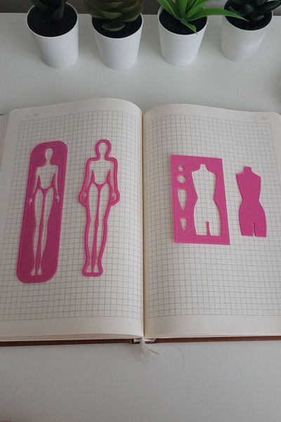 Karmelom Studio Fashion Design Drawing Painting Template Ruler Set