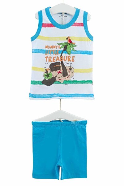 Aziz Bebe طقم بيبي بوي أزرق مكون من قطعتين